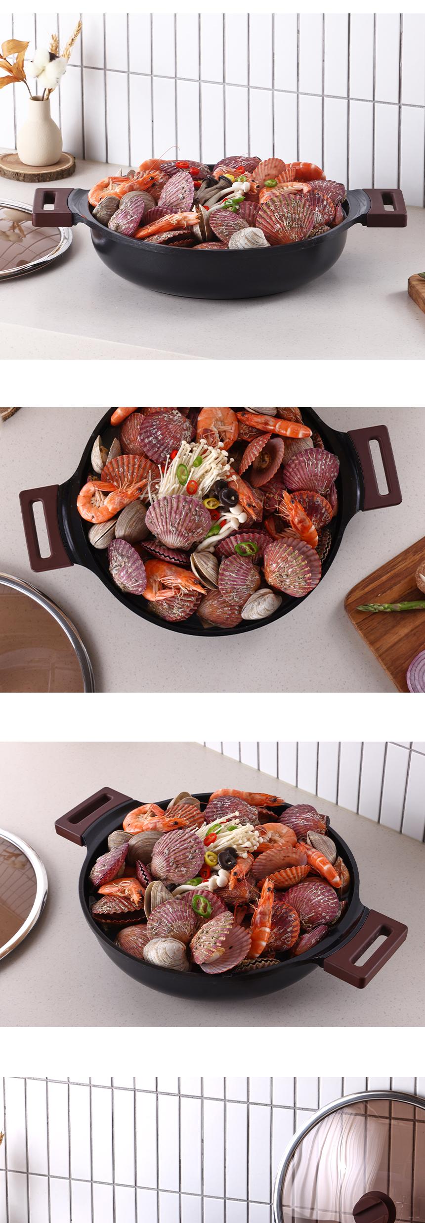 IH 에보니 세라믹 전골팬 냄비 32cm 상세 이미지 3