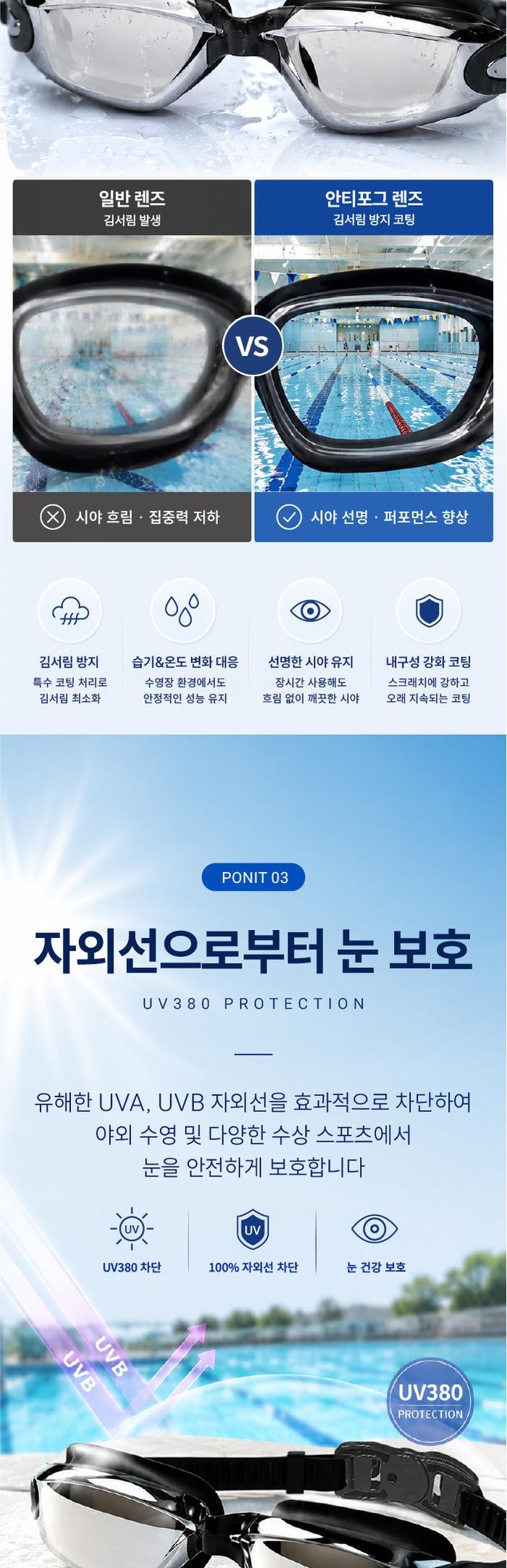 [로비아] 프리미엄 미러 수경, 고글,안티포그 UV차단 ROVA-0626 / 블랙색상 ROVA-0626 상세 이미지 4